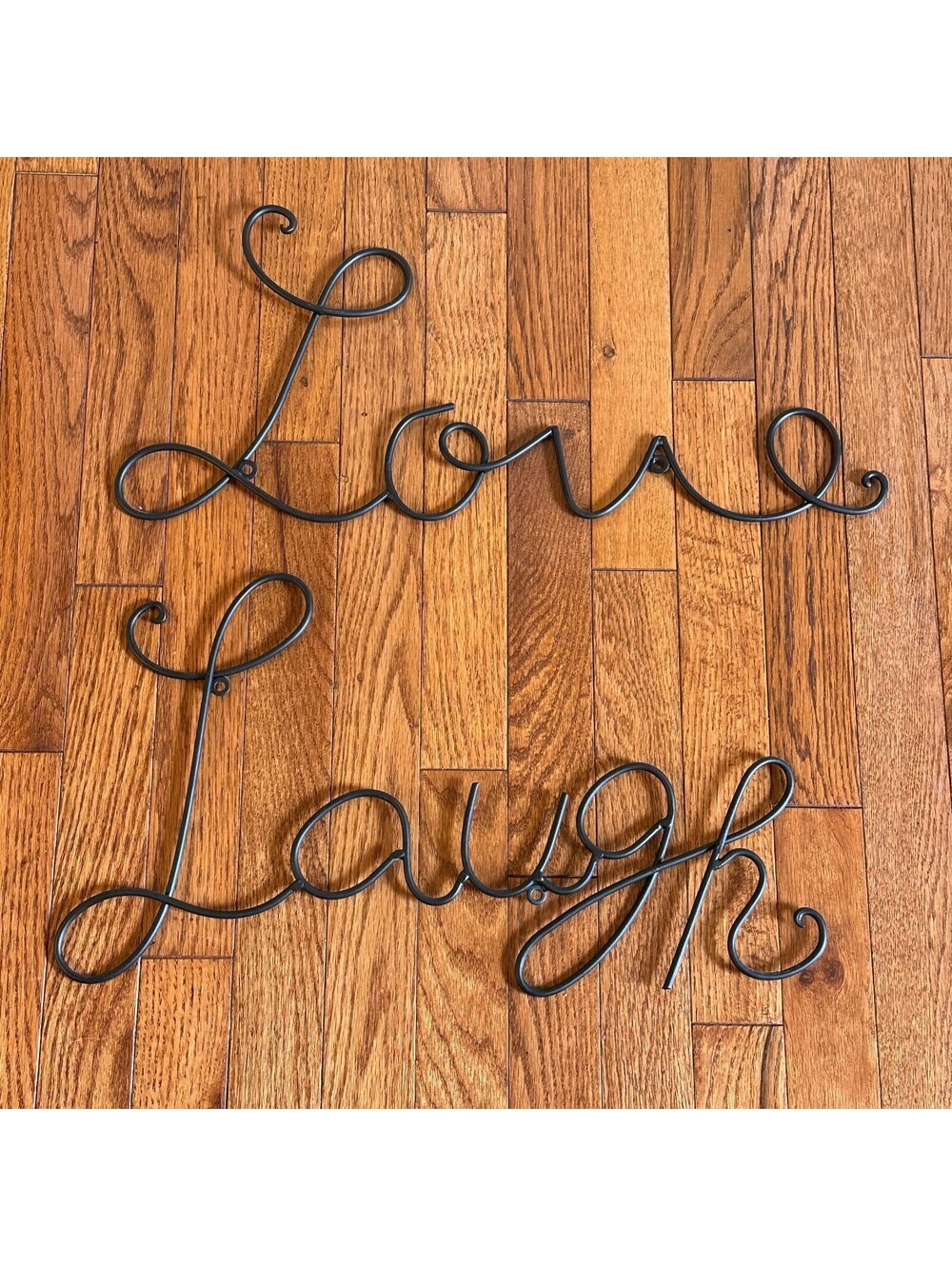 lack Wire Love Laugh Sign Metal Wall Art Script Word Cursive Lettering Picture